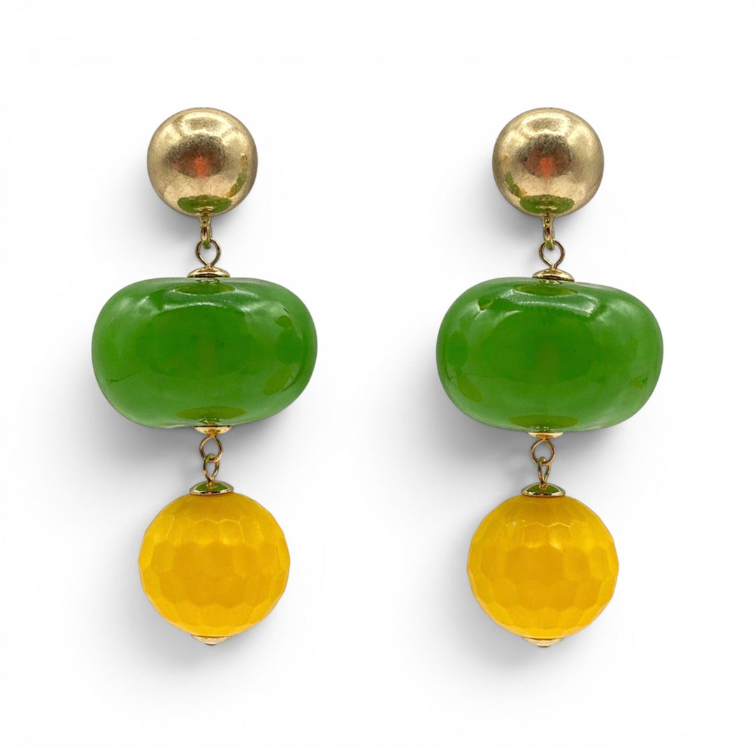 Analise Triple Green And Yellow Resin Pierced Earrings