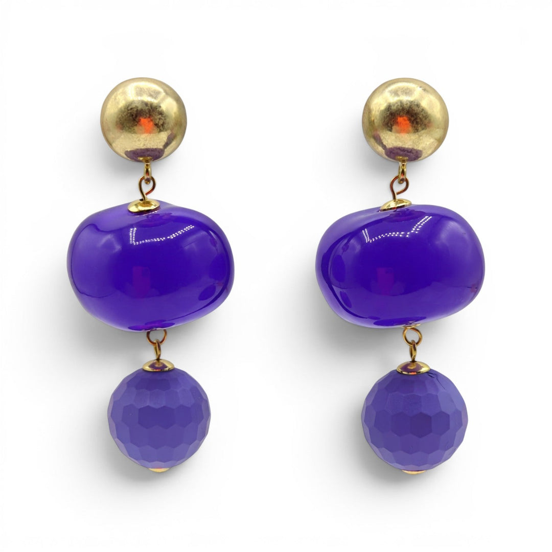 Analise Triple Purple Resin Drop Pierced Earrings