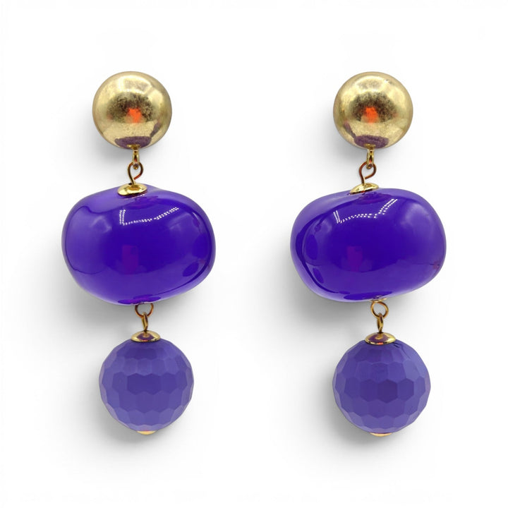 Analise Triple Purple Resin Drop Pierced Earrings