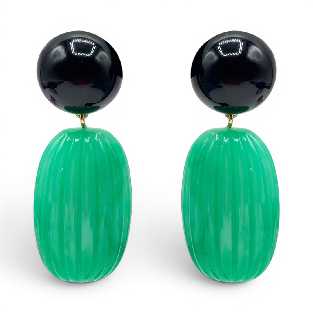 Arabella Black Onyx And Jade Resin Earrings
