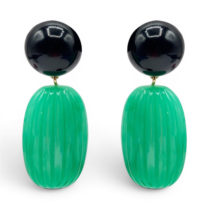 Arabella Black Onyx And Jade Resin Earrings
