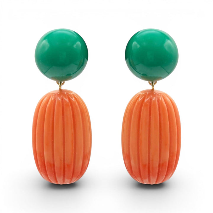 Arabella Jade And Coral Resin Earrings