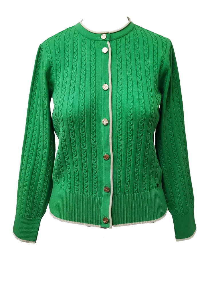 Kristin Cable-Knit Cardigan, Green / Mint