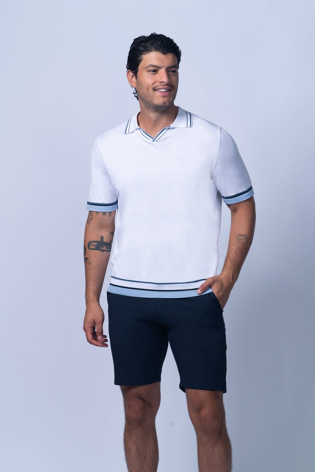 Johnny Collar Polo in White