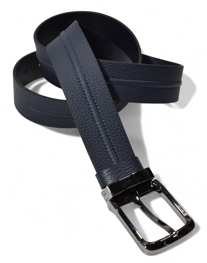 Leather pebble grain belt navy by Marcello.
