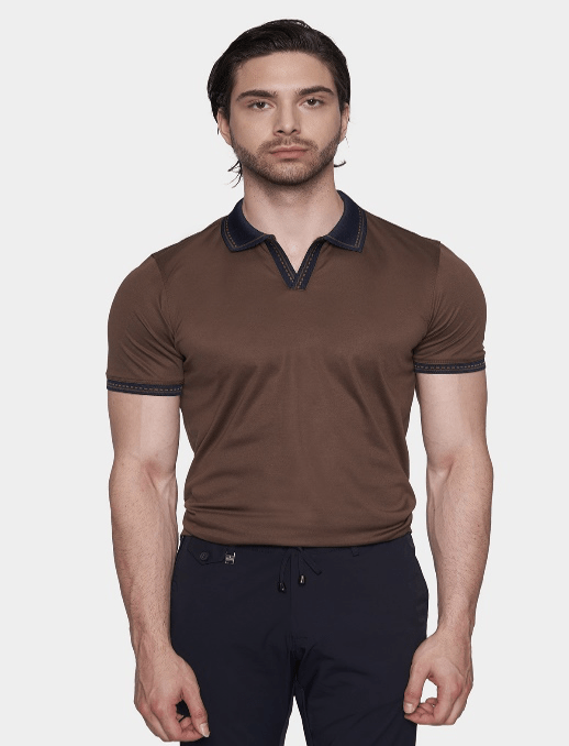 TheMercerized Cotton Open Polo (Chocolate)