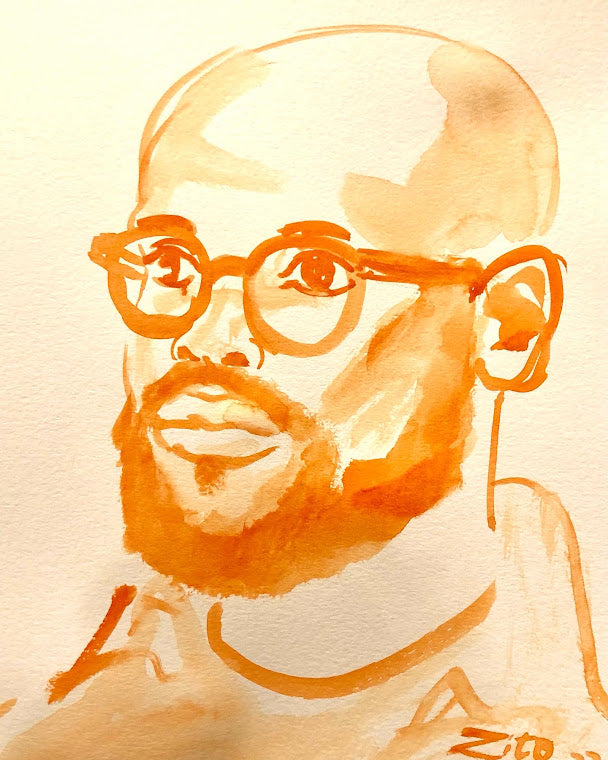 Beard and Glasses Watercolor Portrait