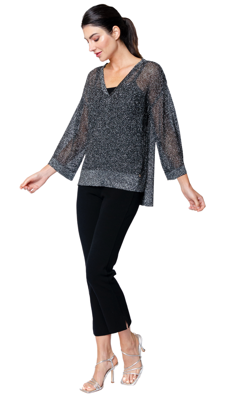 Angelina Mesh Top; Silver Black