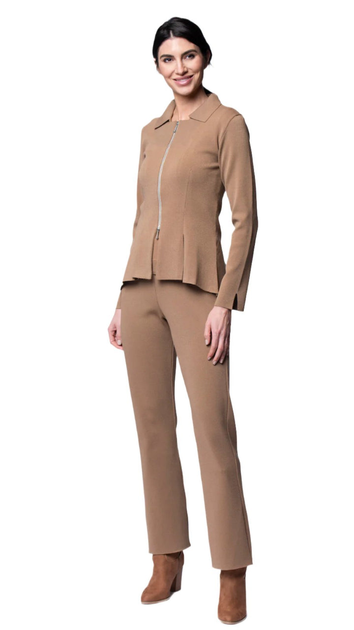 Nikkie Flat-Knit Zip Jacket ; Mocha