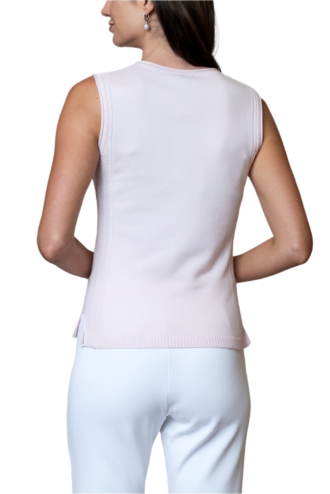 Mavys Round Neck Tank Top, Pink Petal