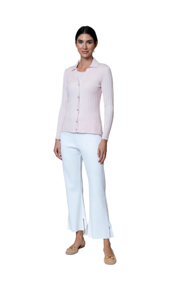 Macy Lace-Cable-Knit Cardigan, Pink Petal