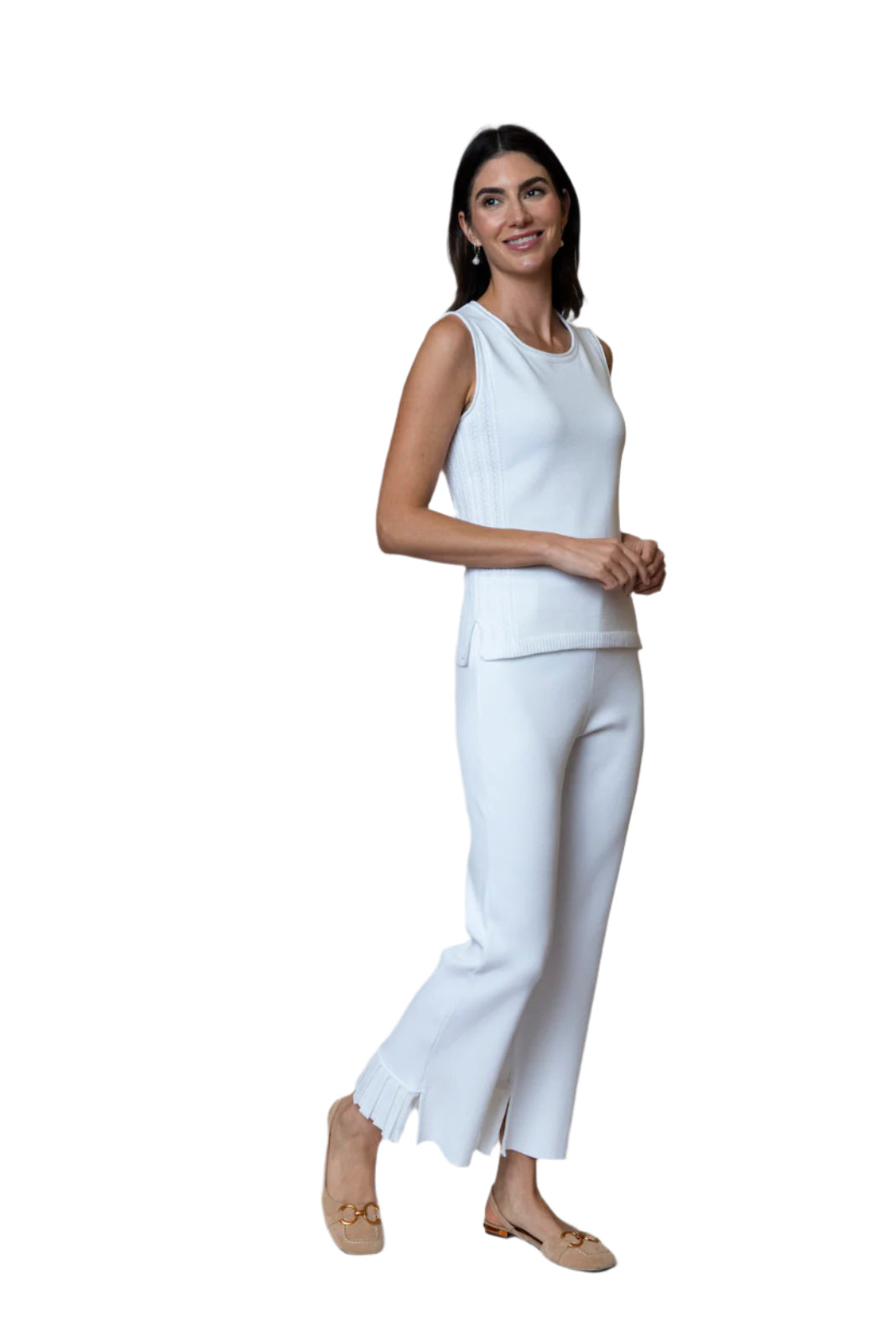 Mavys Round Neck Tank Top, White