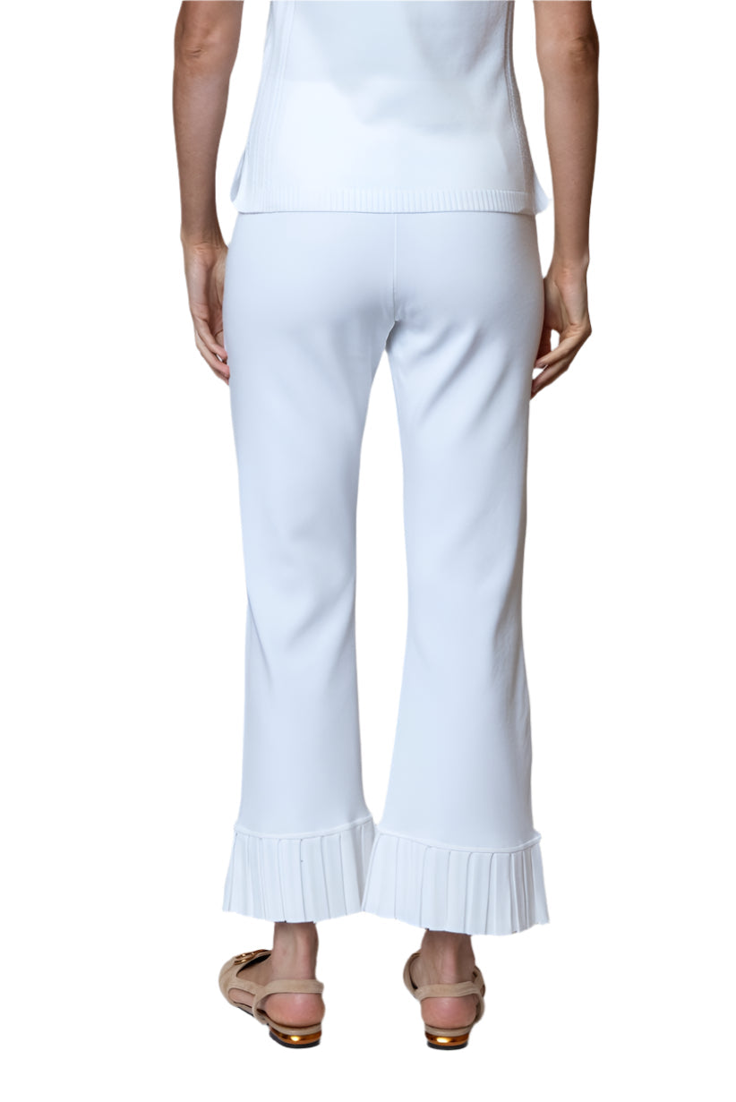 Siena Milano-Knit Ankle-Length Flare Pants; White