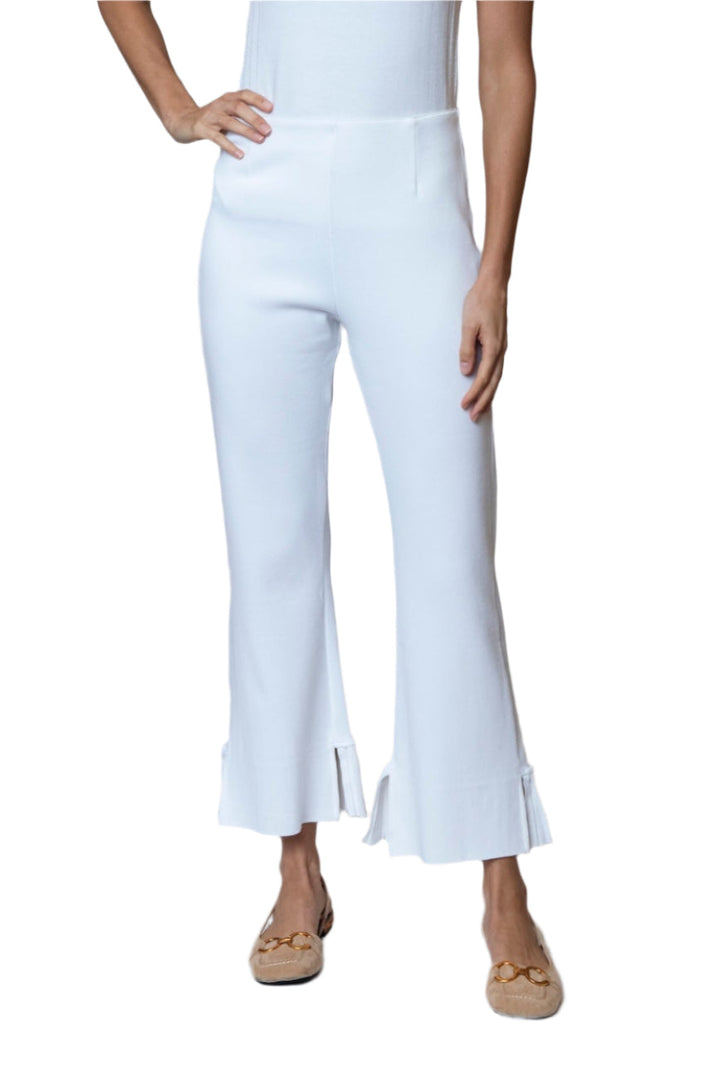 Siena Milano-Knit Ankle-Length Flare Pants; White