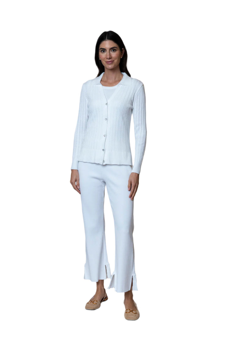 Macy Lace-Cable-Knit Cardigan, White