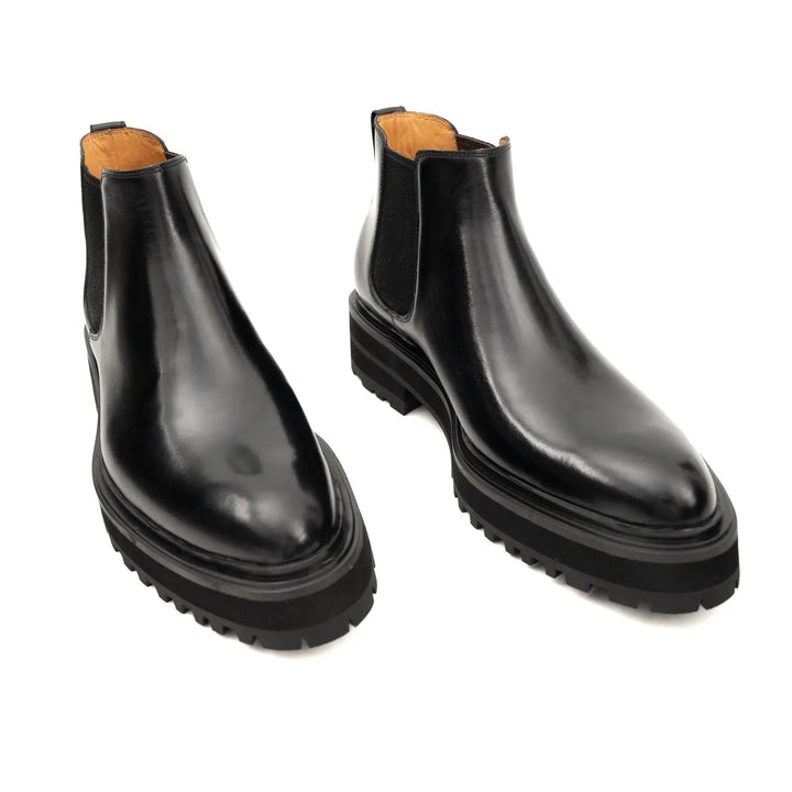 Black Leather Platform Chelsea