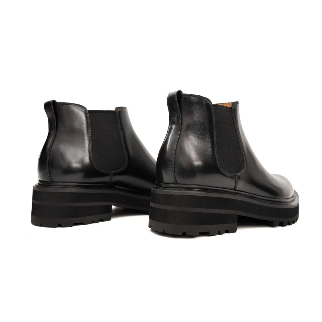 Black Leather Platform Chelsea