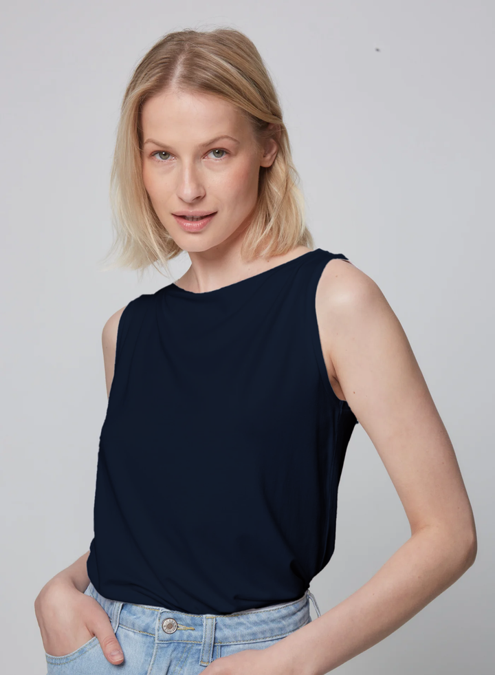 Soft Touch Semi Relaxed Boatneck Tank - Marine