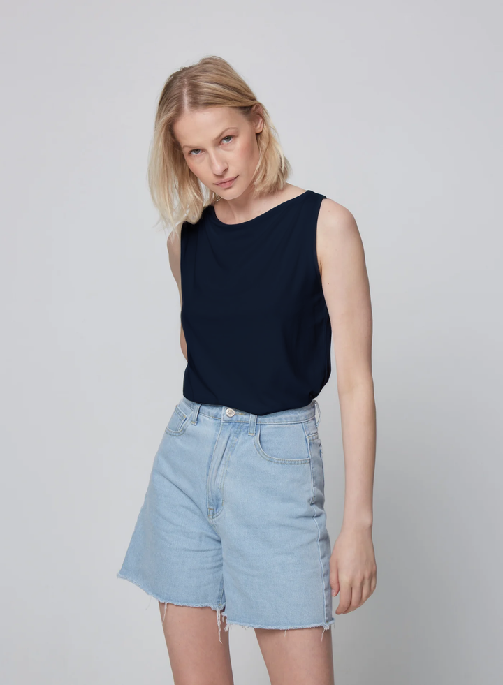 Soft Touch Semi Relaxed Boatneck Tank - Marine