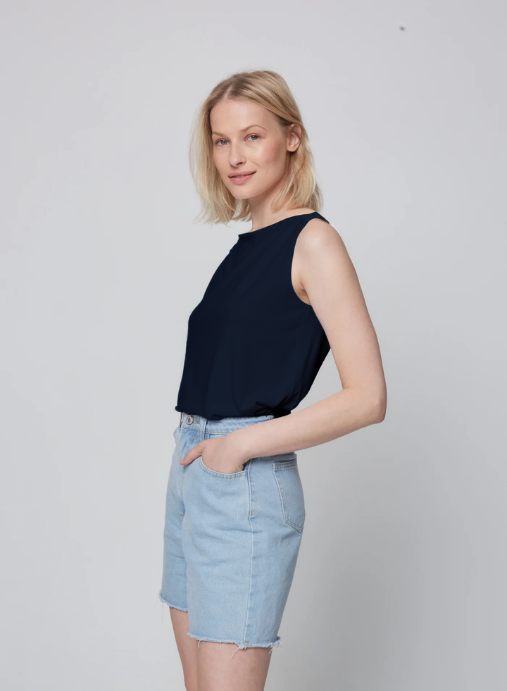 Soft Touch Semi Relaxed Boatneck Tank - Marine