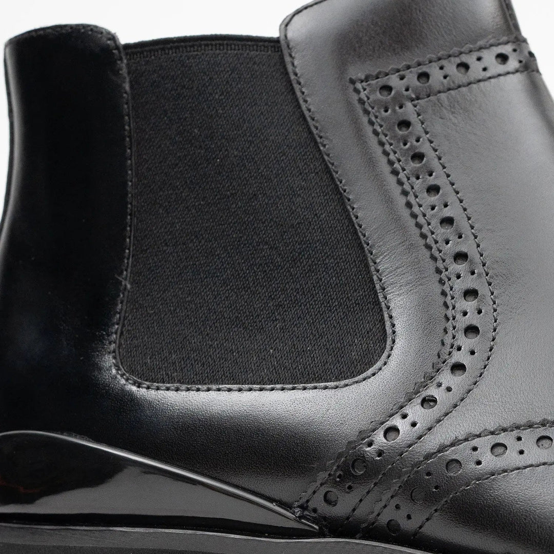 Brogue Thick-Soled Chelsea Boot 2891 Black