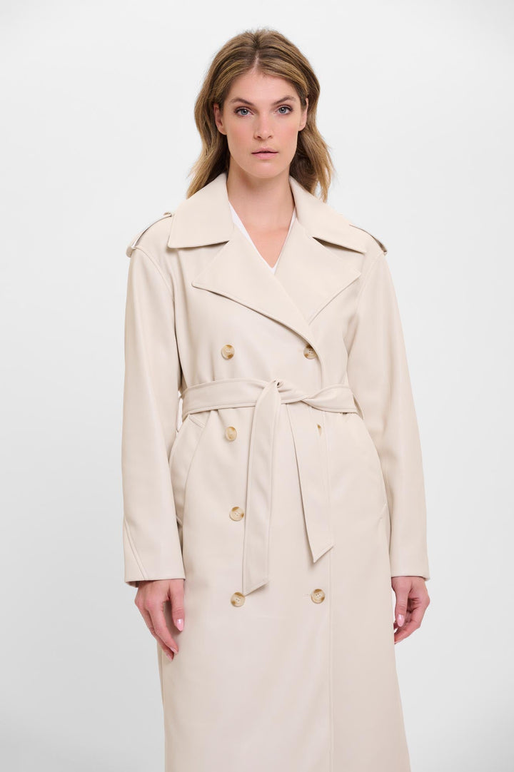 Broos Faux Leather Trench Coat - Birch