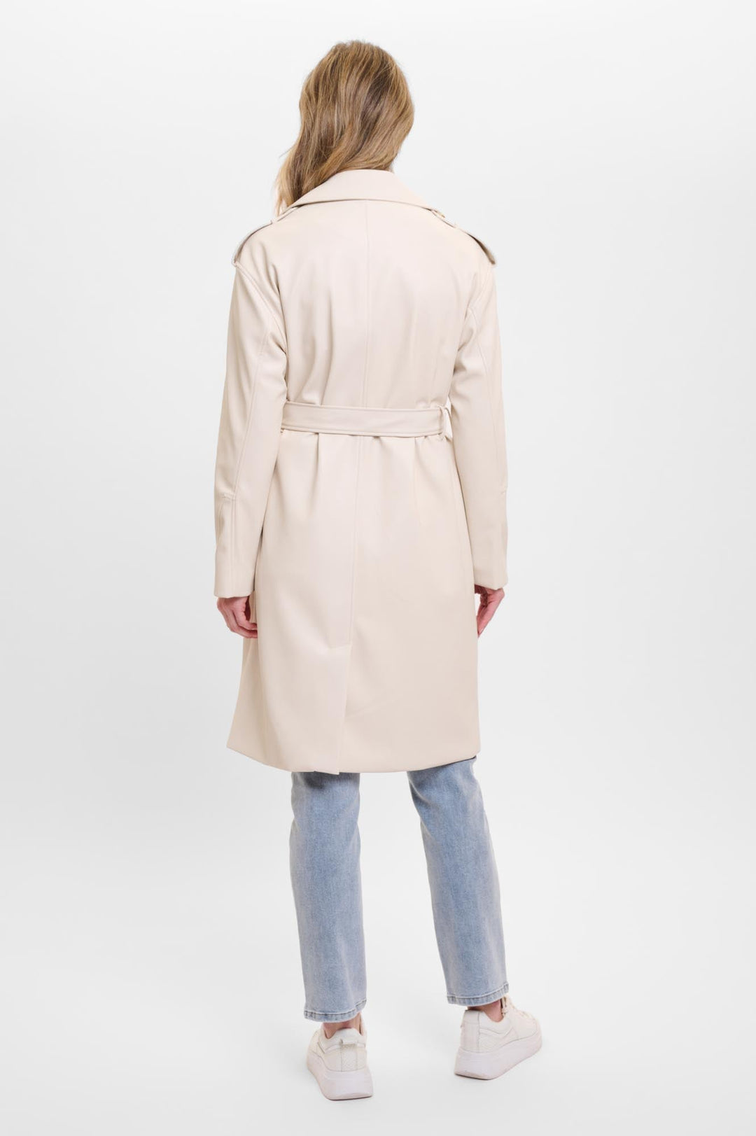 Broos Faux Leather Trench Coat - Birch