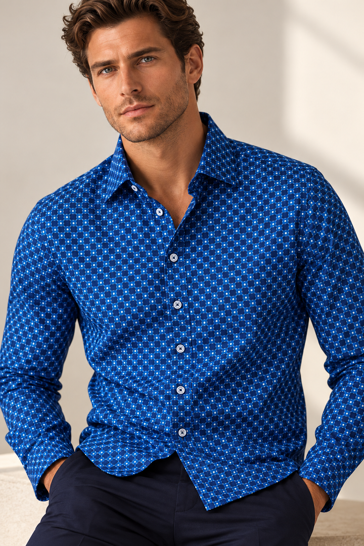 Retro Blues Long Sleeve Tech Shirt