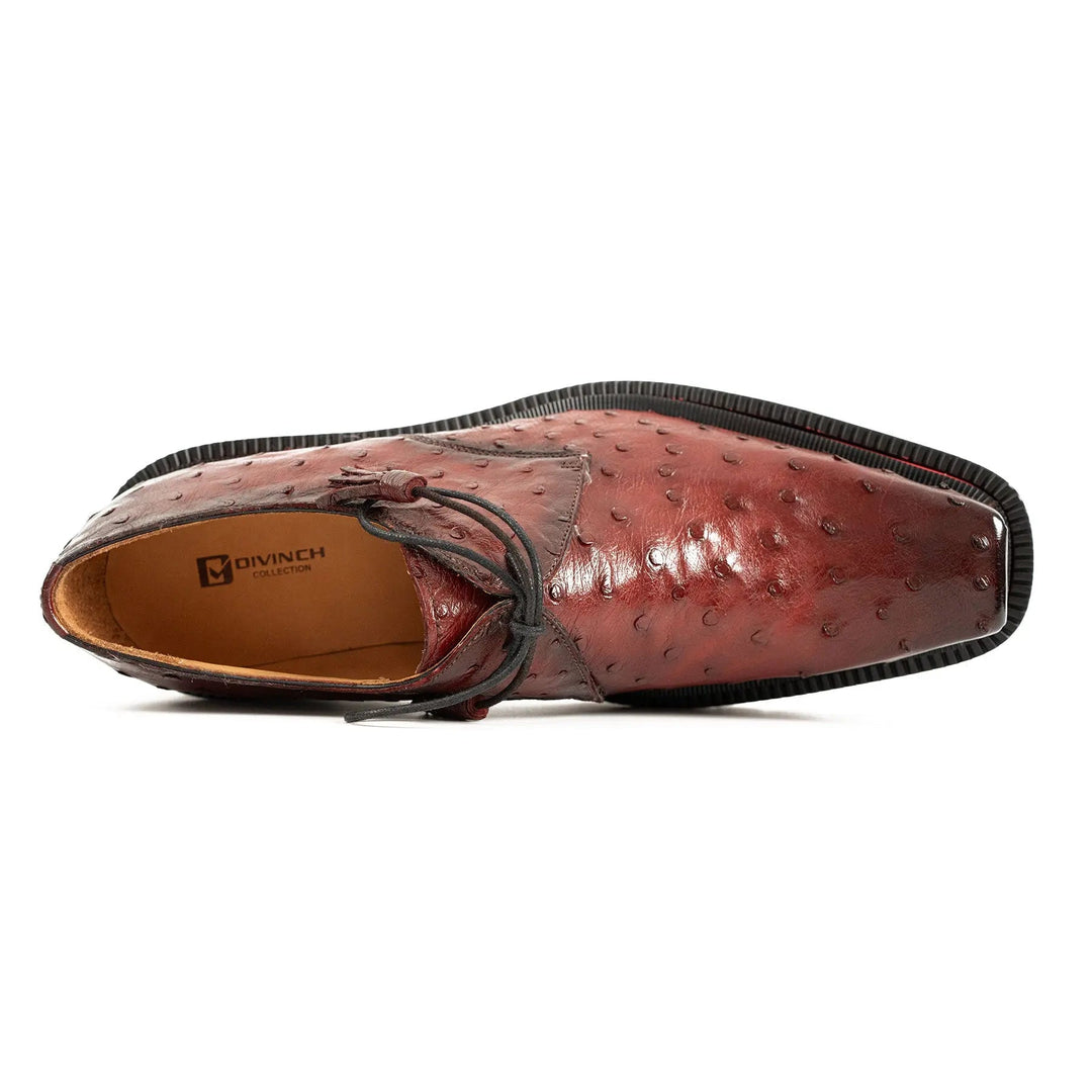 Burgundy Ostrich Derby Shoes with Tasse