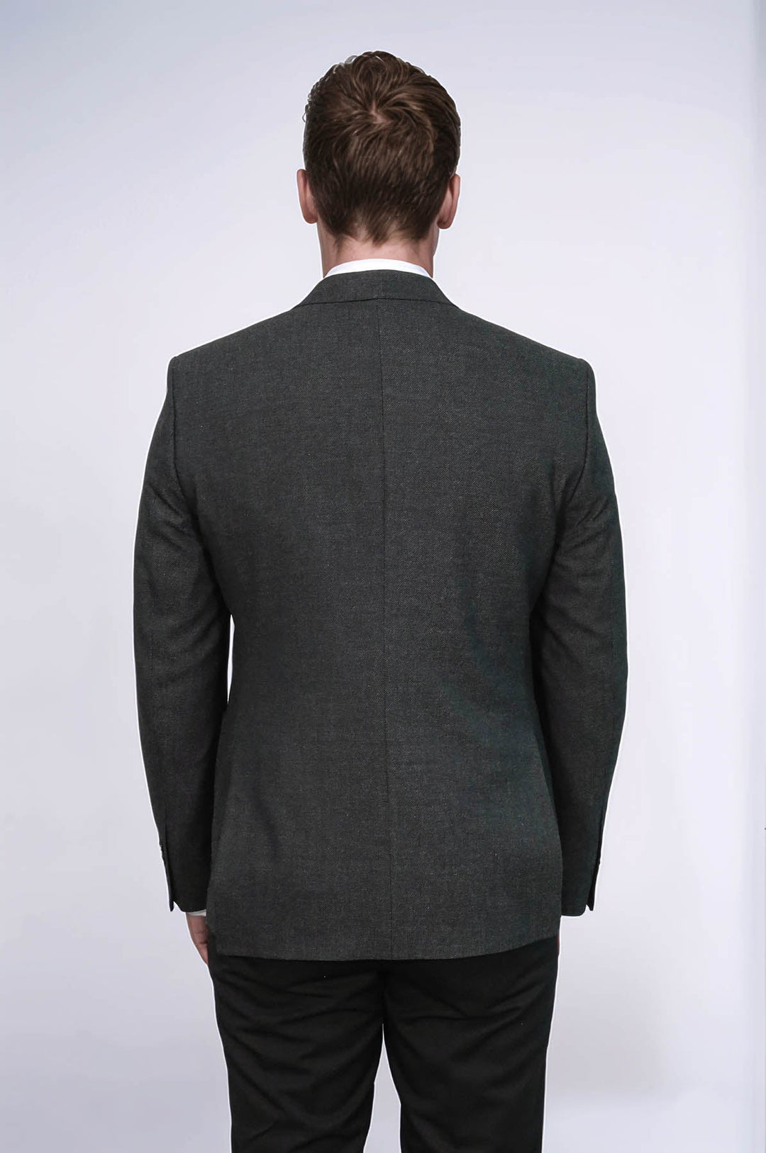 Textured Slim Fit Notch Lapel Anthracite Men Blazer - Wessi