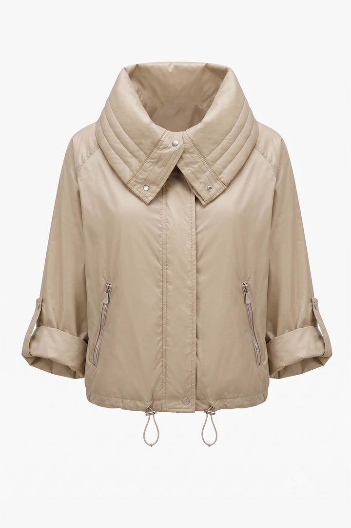 Casey Cropped Windbreaker with Oversized Lapel