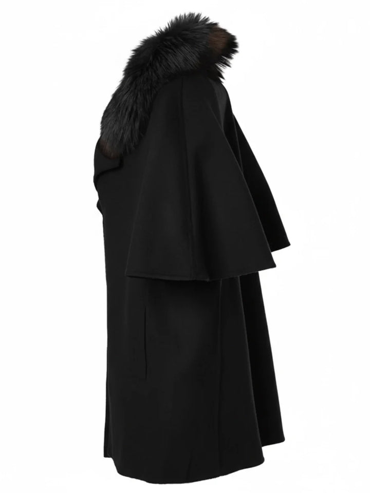 Cashmere Wool Jacket with Fox Fur In Black