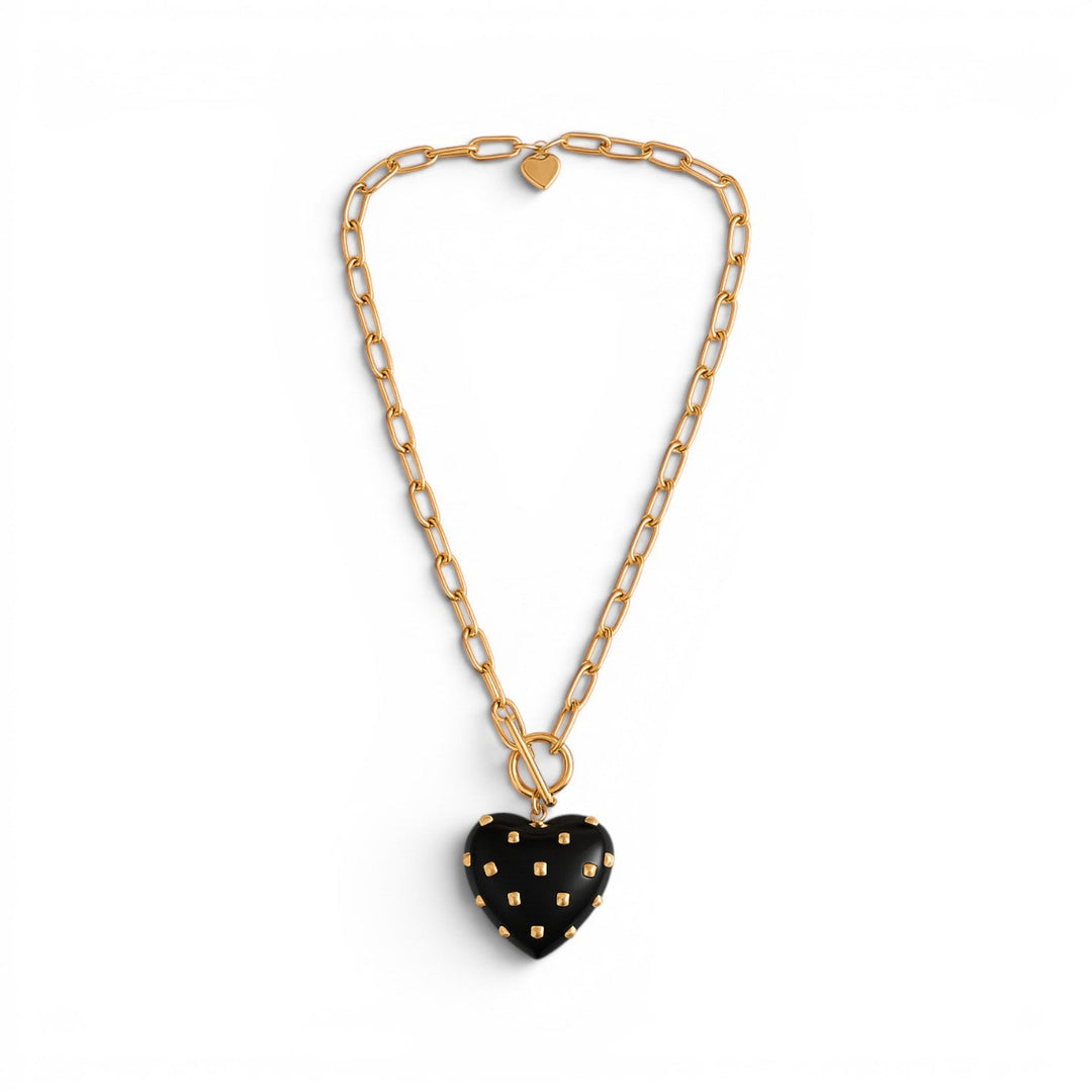 Celestine Black Resin Heart Pendant