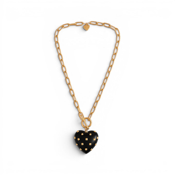 Celestine Black Resin Heart Pendant