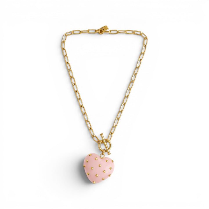 Celestine Rose Resin Heart Pendant