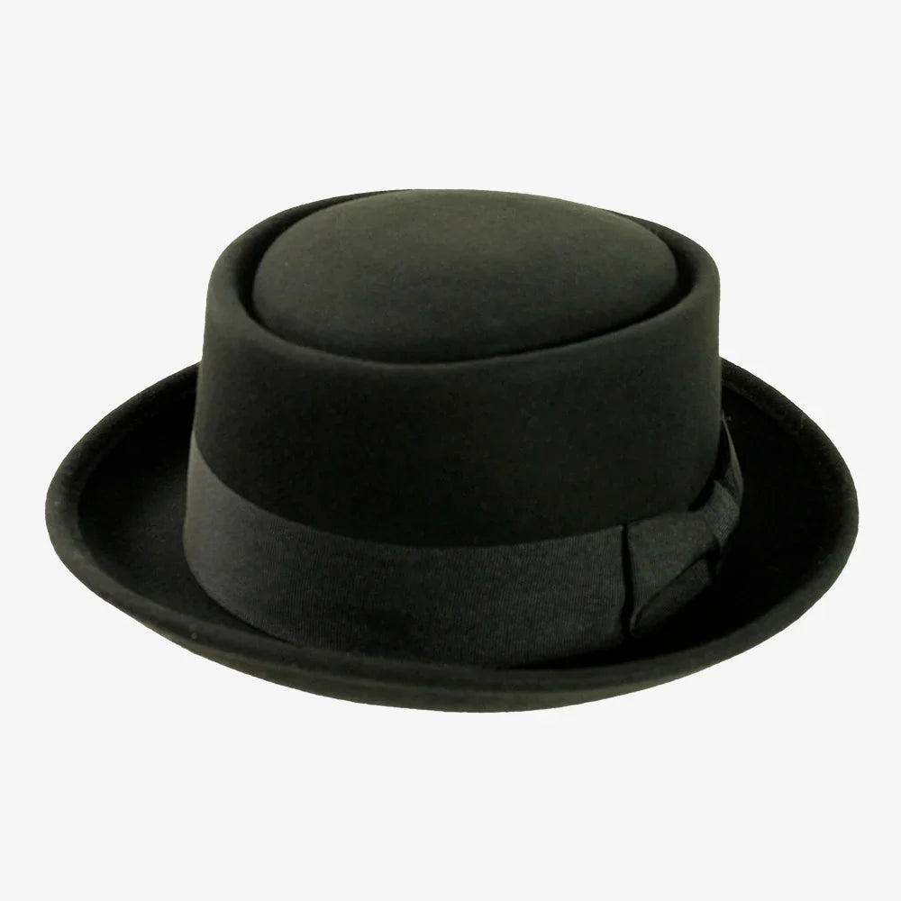 American Hat Makers Chi-Town black wool felt pork pie hat