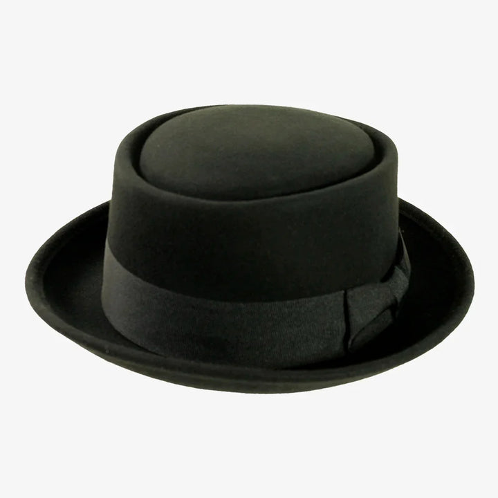 American Hat Makers Chi-Town black wool felt pork pie hat
