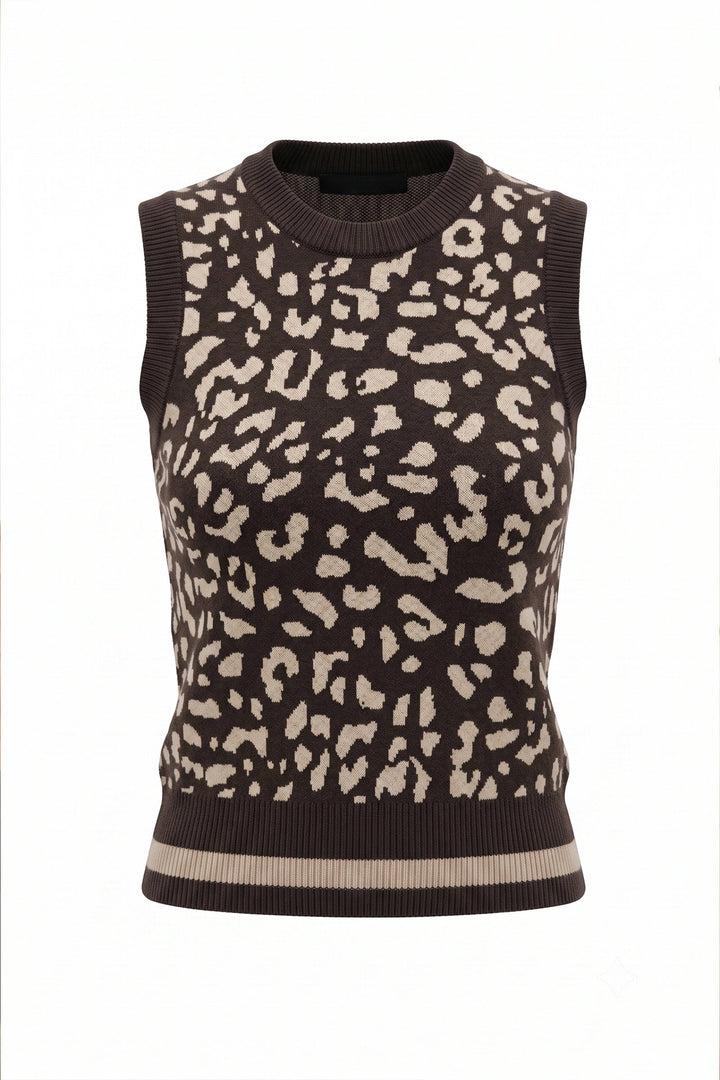 Clara Jacquard Sweater Vest with Striped Hem