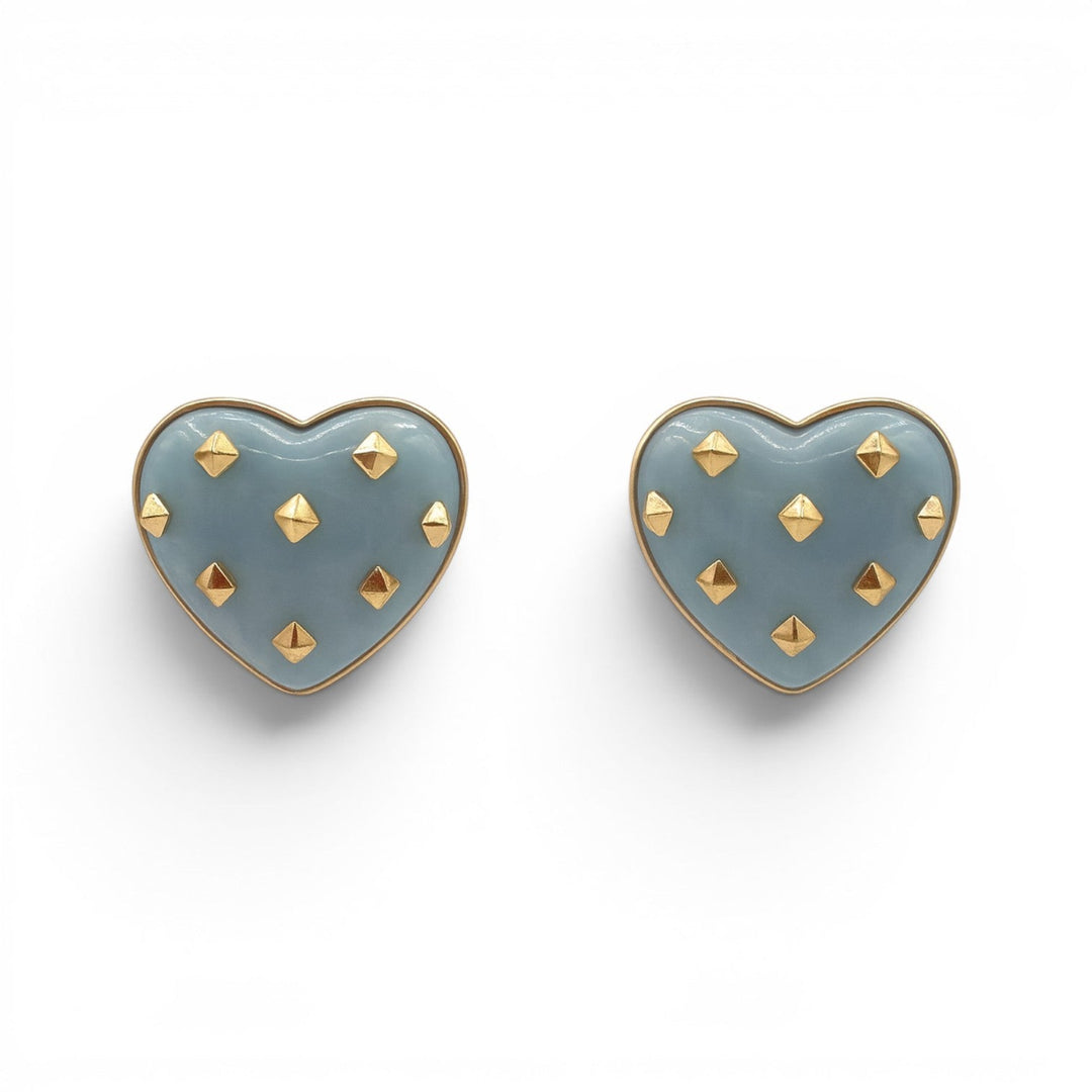 Cosette Aqua Heart Resin Stud Earrings