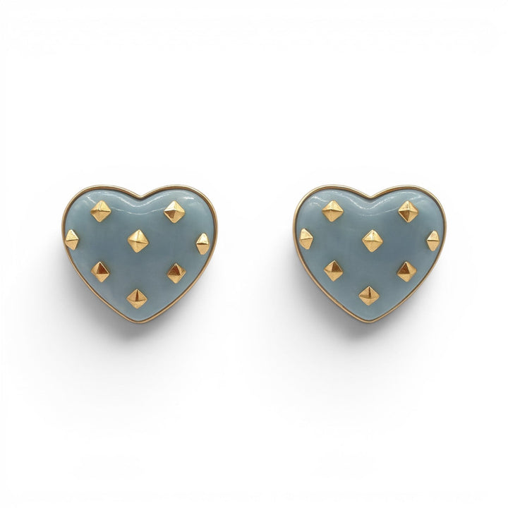 Cosette Aqua Heart Resin Stud Earrings