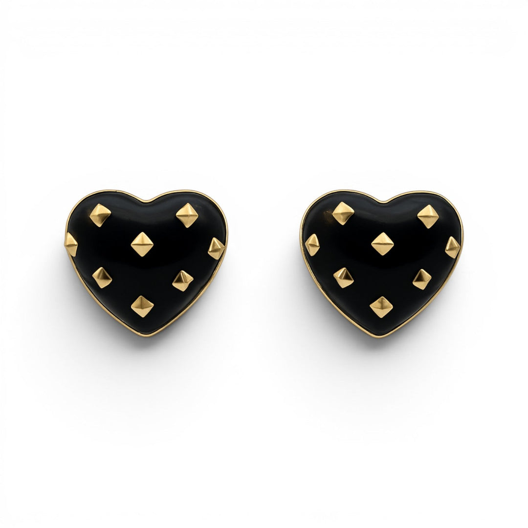 Cosette Black Heart Resin Stud Earrings