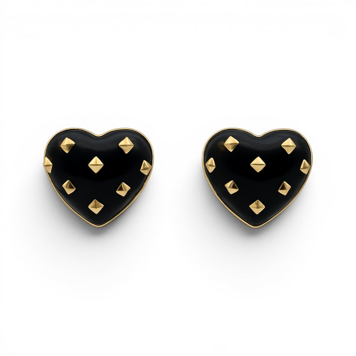 Cosette Black Heart Resin Stud Earrings