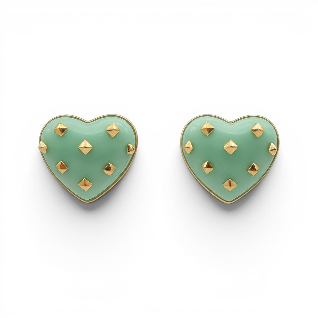 Cosette Jade Heart Resin Stud Earrings