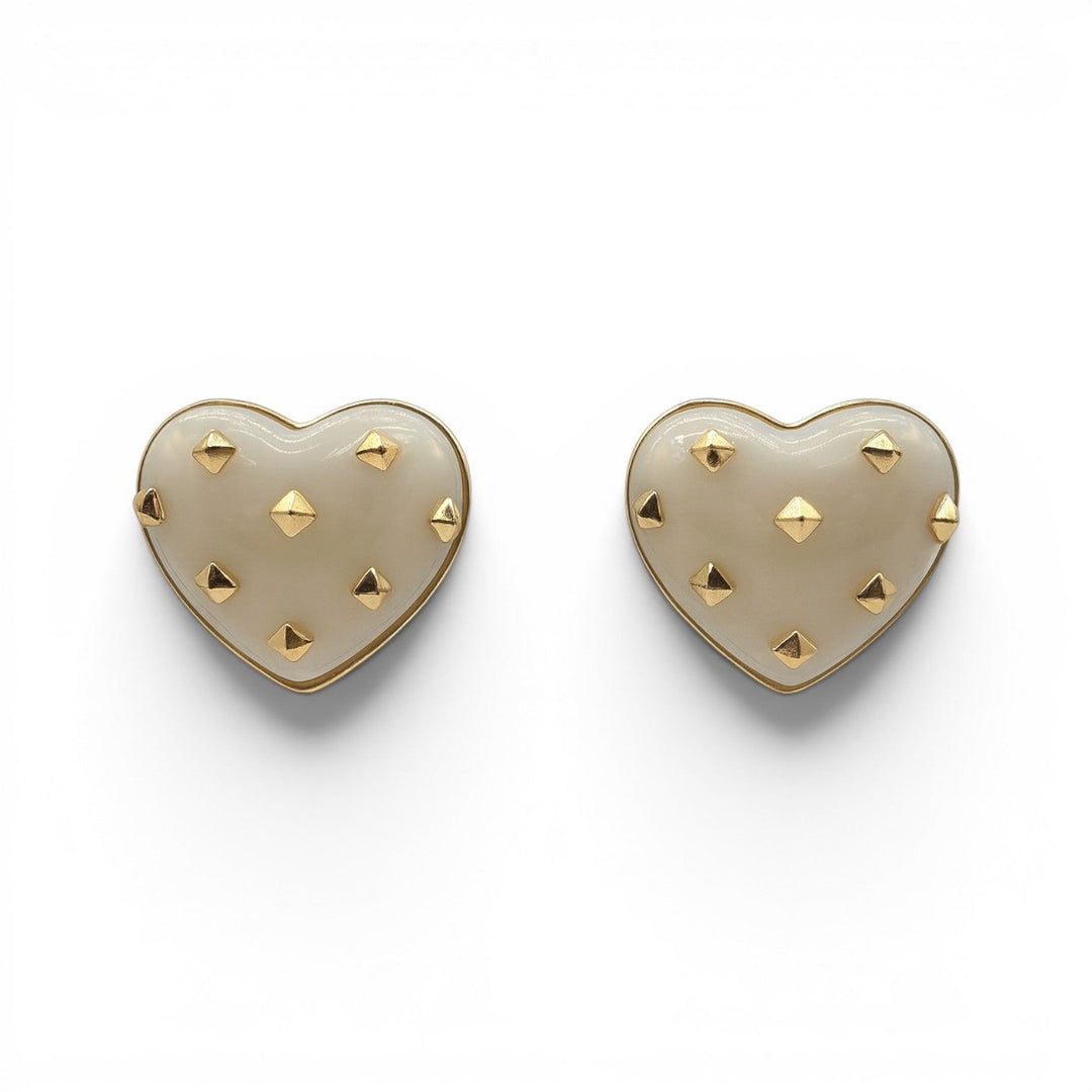 Cosette Mother Of Pearl Heart Resin Stud Earrings