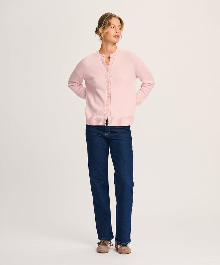 NAADAM Cotton High Neck Cardigan - Ballet Pink