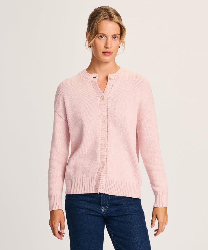 NAADAM Cotton High Neck Cardigan - Ballet Pink
