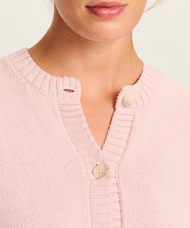 NAADAM Cotton High Neck Cardigan - Ballet Pink