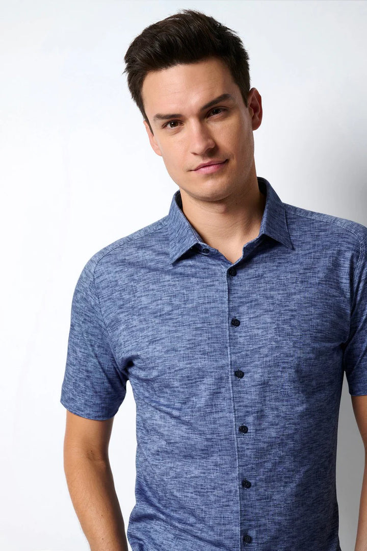 Wave Print Mens Short-Sleeved Shirt