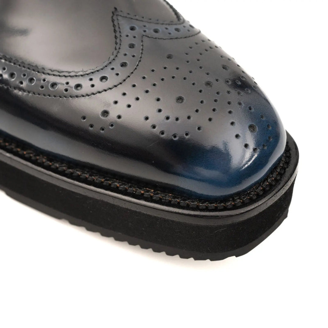 DIVINCH Navy Patent Brogue Bootie