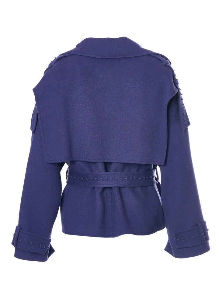 EMBROIDERED SHORT TRENCH IN SPECT BLUE